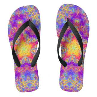 Warm Glow Star Bright Colour Swirl Kaleidoscope Thongs