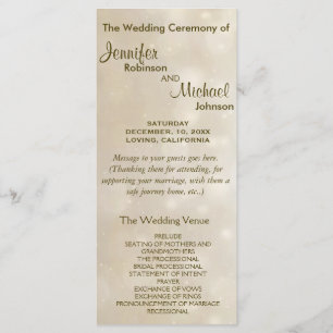 Warm Gold Bokeh Wedding Program