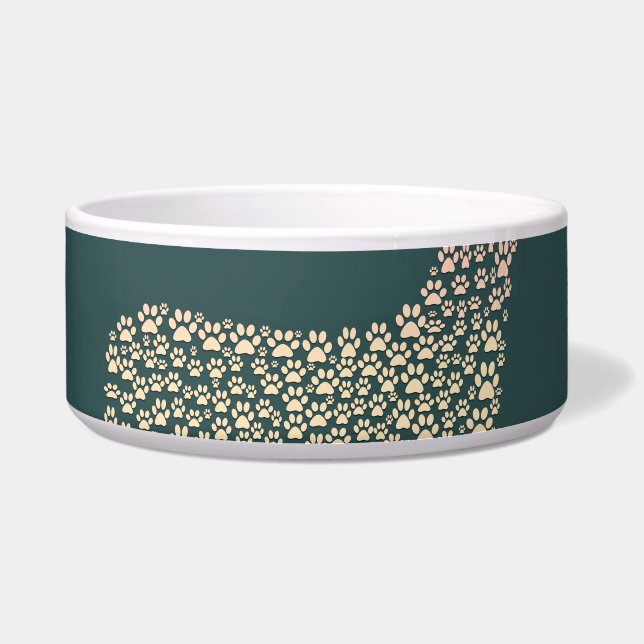 Warm Gold Gradient Paw Print Dog Silhouette Fabric (Front)