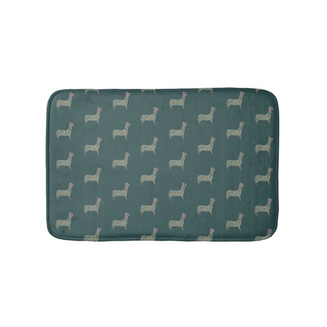 Warm Gold Gradient Paw Print Dog Silhouette Fabric Bath Mat (Front)
