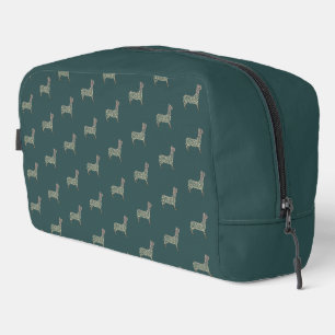 Warm Gold Gradient Paw Print Dog Silhouette Fabric Dopp Kit