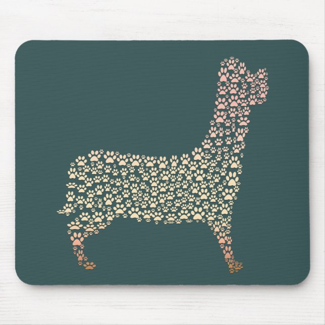 Warm Gold Gradient Paw Print Dog Silhouette Fabric Mouse Pad (Front)