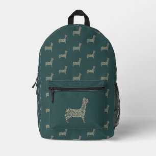 Warm Gold Gradient Paw Print Dog Silhouette Fabric Printed Backpack