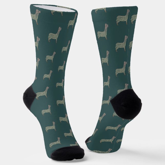 Warm Gold Gradient Paw Print Dog Silhouette Fabric Socks (Angled)