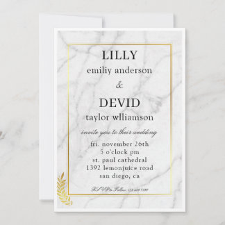 Warm Gold Marble luxury Wedding Invitation