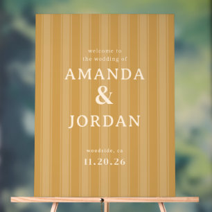 Warm Gold Striped Wedding Sign