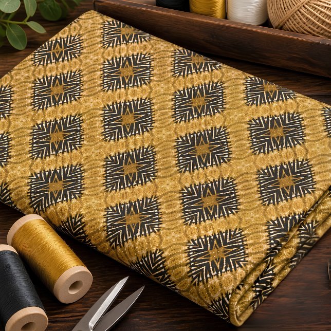 Warm Gold Tribal Geometric Pattern  Fabric (Creator Uploaded)