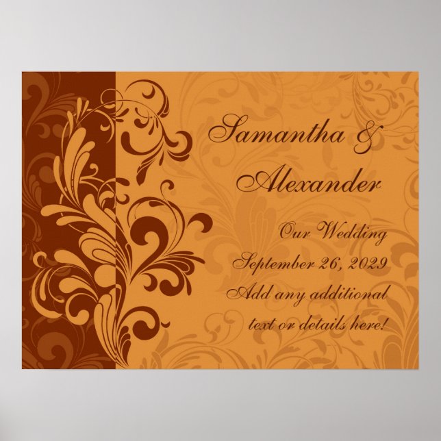 Warm Golden Autumn Swirl Poster (Front)