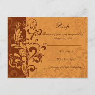 Warm Golden Autumn Swirl RSVP Reply Postcard