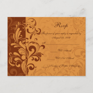 Warm Golden Autumn Swirl RSVP Reply Postcard
