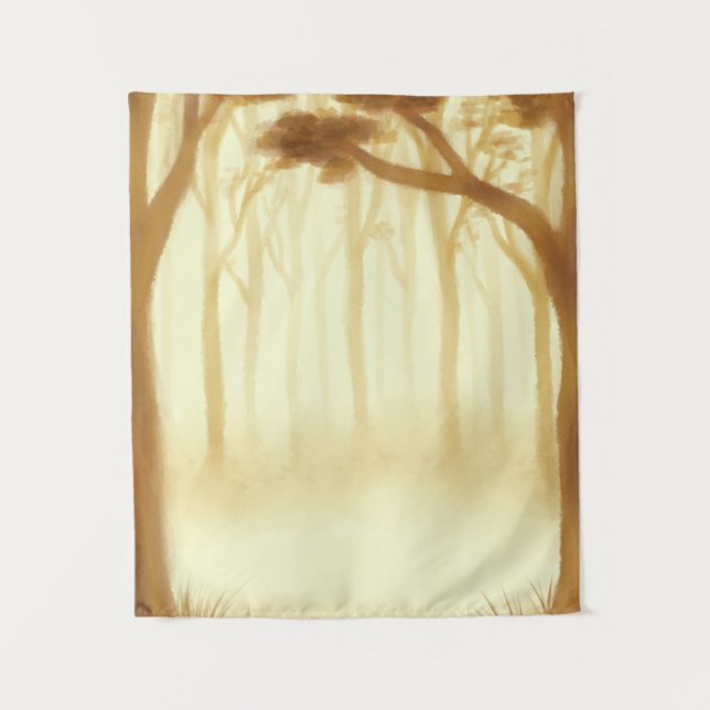 Warm Golden Forest Landscape Painting Tapestry (Front)