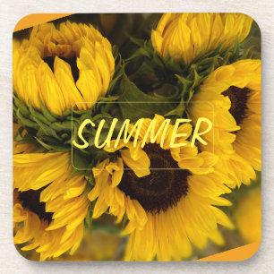 Warm Golden Sunflower Custom Coaster