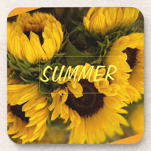 Warm Golden Sunflower Custom Coaster (Front)