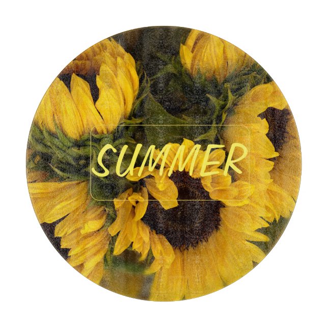Warm Golden Sunflower Custom Cutting Board (Front)
