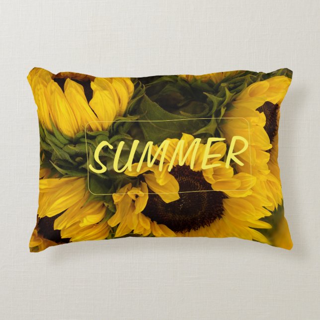 Warm Golden Sunflower Custom Decorative Cushion (Front)