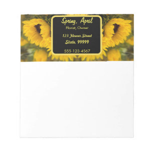 Warm Golden Sunflower Custom Notepad