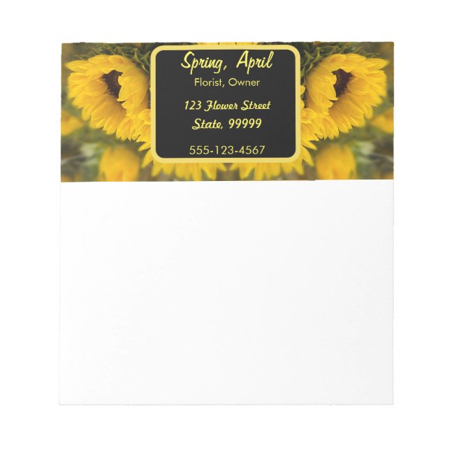 Warm Golden Sunflower Custom Notepad (Front)