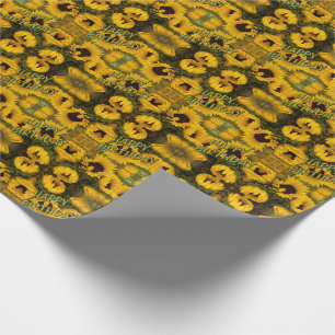 Warm Golden Sunflowers Custom HAPPY BIRTHDAY Wrapping Paper