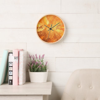 Warm Golden Wood Look Acrylic Wall Clock