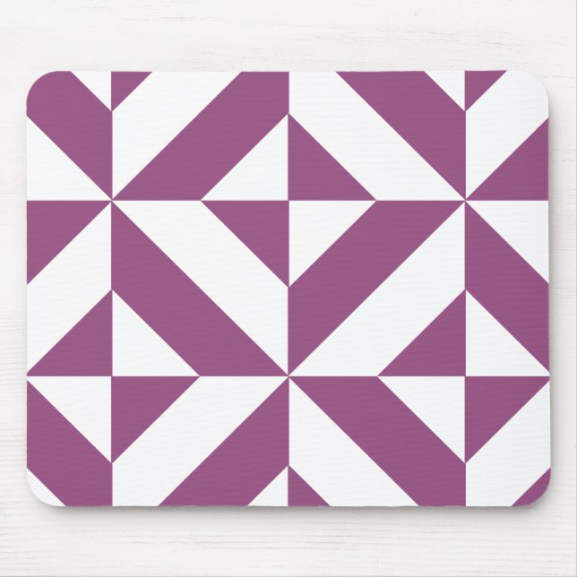 Warm Grape Geometric Deco Cube Pattern Mouse Pad (Front)