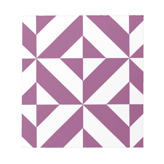 Warm Grape Geometric Deco Cube Pattern Notepad (Front)