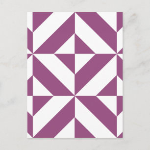 Warm Grape Geometric Deco Cube Pattern Postcard