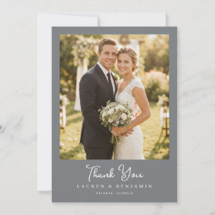 Warm Gray Elegant Photo Thank You Card