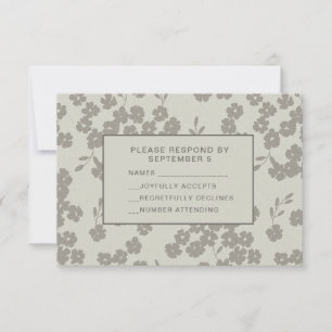 Warm Gray Formal Floral RSVP Card Elegant Modern