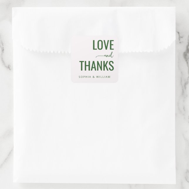 Warm Green Minimalist Wedding Stickers (Bag)