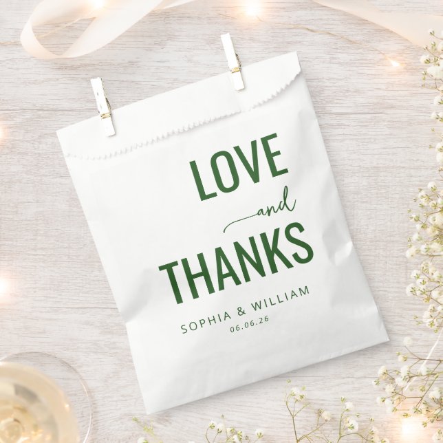 Warm Green Typographic Gratitude Favour Bag (Clipped)