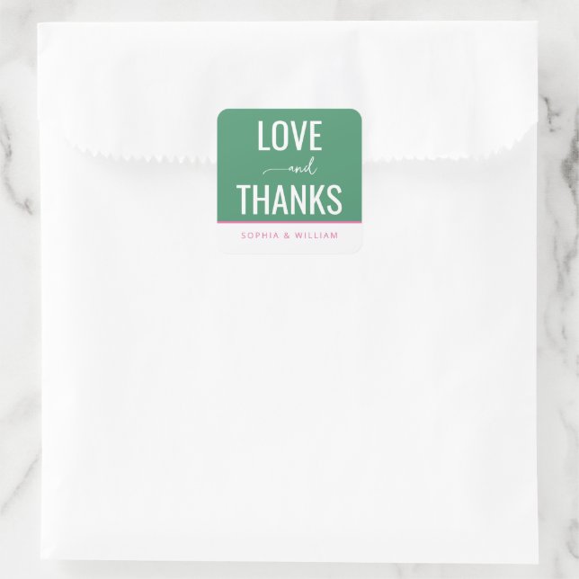 Warm Green Typographic Greeting Square Sticker (Bag)