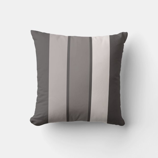 Warm Grey 3 Stripe (1 of 3) 16" Throw Pillow (Front)