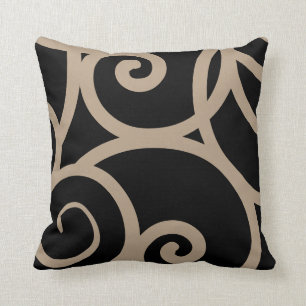 Warm Grey and Black modern abstract designer pillo Cushion