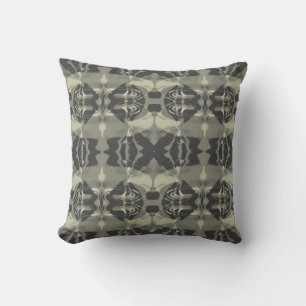 Warm Grey Charcoal Swirling Symmetrical Tiles Cushion