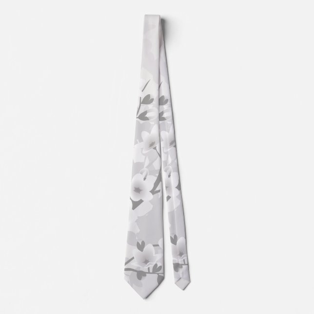 Warm Grey Cherry Blossoms Tie (Front)