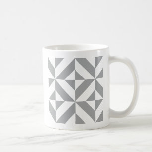 Warm Grey Geometric Deco Cube Pattern Coffee Mug