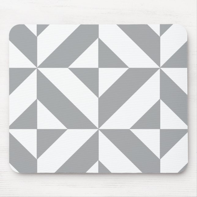 Warm Grey Geometric Deco Cube Pattern Mouse Pad (Front)