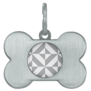 Warm Grey Geometric Deco Cube Pattern Pet Tag
