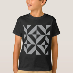 Warm Grey Geometric Deco Cube Pattern T-Shirt