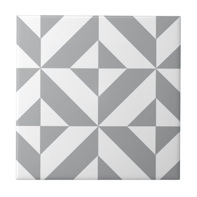 Warm Grey Geometric Deco Cube Pattern Tile (Front)