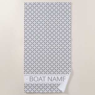 Warm Grey Hamptons Style Personalised Boat Name Beach Towel