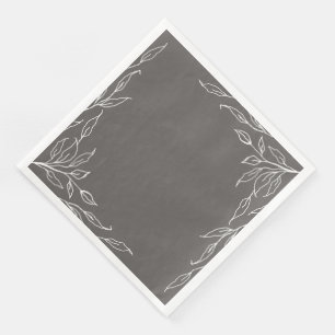 Warm Grey Leaf Motif Thanksgiving Party Napkins