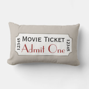 Warm Grey Movie Ticket Cinema Pillow
