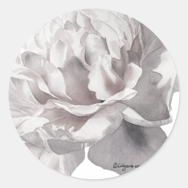 Warm Grey Peony Envelope Sticker Seal (Front)