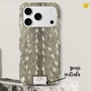 Warm Grey Realistic Deer Hair Fawn Spots Faux Fur 