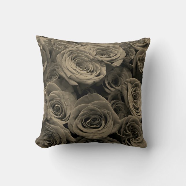 Warm Grey Roses Cushion (Front)