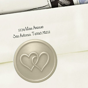 Warm Grey Two Hearts Intertwined Wedding Classic Round Sticker