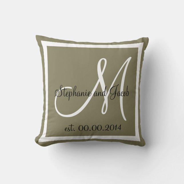 Warm Grey Wedding keepsake pillow (Front)