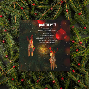 Warm Hand-Painted Reindeer Ornament Christmas Save The Date