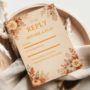 Warm Harvest Floral RSVP Card